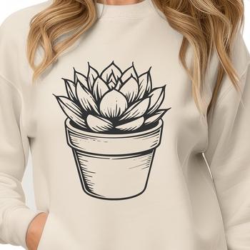 Illustrative vector design of a succulent plant in a desert landscape.