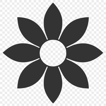 A simple line drawing of a sunflower with petals and a tall stem.