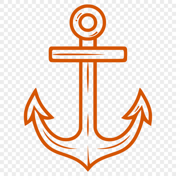 A simple nautical anchor symbol created as a line drawing.
