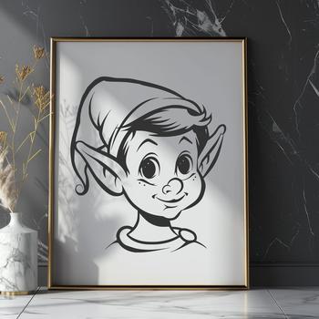A small, mischievous-looking elf with a pointy hat and red coat, suitable for vector design projects.