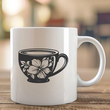 A simple outline design of a cup, ideal for cutting out with a Cricut or laser cutter.