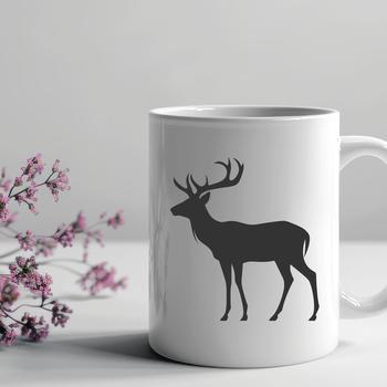 A detailed full-body illustration of a deer in silhouette form, suitable for vector art projects.
