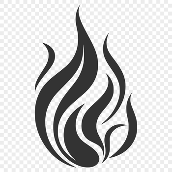 A stylized illustration of dancing flames in various shapes and sizes.