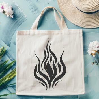 An abstract design featuring a cluster of curved fire shapes, suitable for digital use.