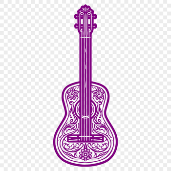 A decorative guitar design featuring intricate details, suitable for vector art projects in Illustrator or Procreate.