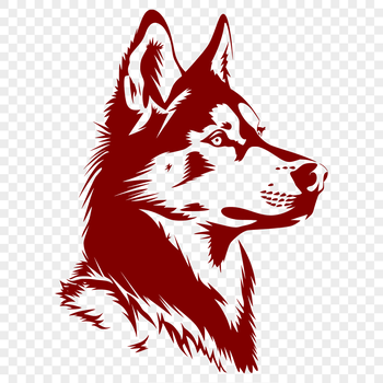 A close-up vector illustration of a husky dog's head with detailed features.