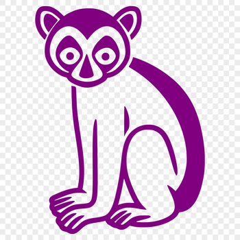 A simple line drawing of a full-body lemur illustration in vector format.