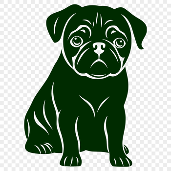 A full-body illustration of a pug sitting, suitable for vector art and commercial or personal use as a clip art design.