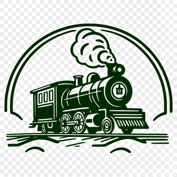 A stylized illustration of a train, suitable for graphic design and digital crafting.