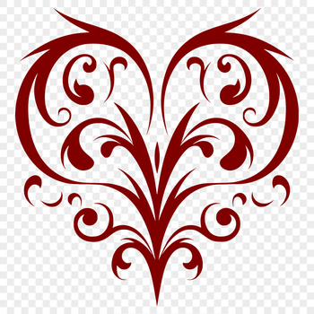 A stylized, ornate illustration of a heart shape, suitable for digital crafting projects.