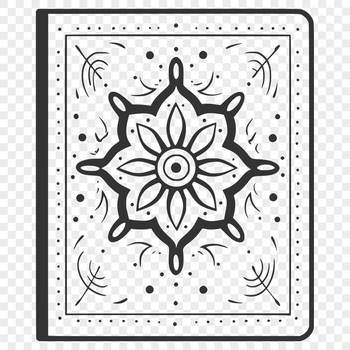 A darkened illustration of a mystical spell book with intricate Gothic script and magical symbols.