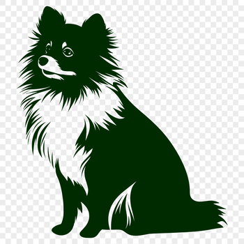 Close-up illustration of a seated Pomeranian dog.