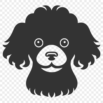 A stylized illustration of a poodle's head as vector art, suitable for digital design.