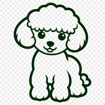 A simple line drawing of a cute standing poodle, suitable for vector design and cutting machine projects.