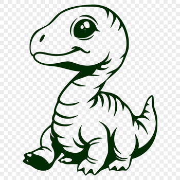 A prehistoric baby dinosaur with its full body visible in a detailed illustration.