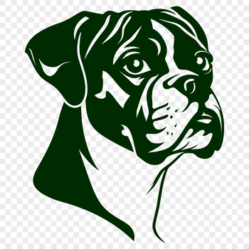 A high-quality digital illustration of a boxer dog's head with detailed features.