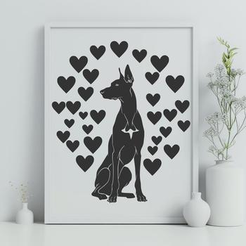 A sitting Great Dane breed dog with a calm expression.