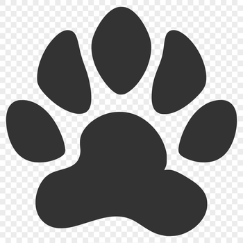 A set of colorful animal paw prints with varying shapes and sizes.