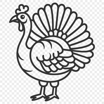 A high-quality illustration of a full-body turkey in a farm setting.