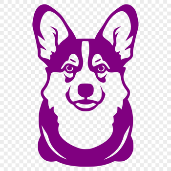 A close-up illustration of a Welsh Corgi's head, suitable for digital designs and crafts.