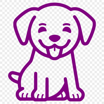 A simple line drawing of a full-body labrador retriever sitting in a neutral pose.