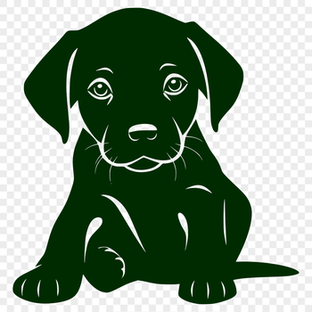 A full-body illustration of a sitting Labrador Retriever dog in vector format.