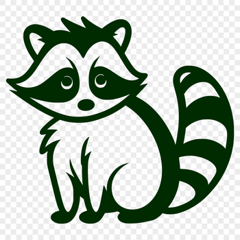A simple line drawing of a raccoon sitting on its haunches.