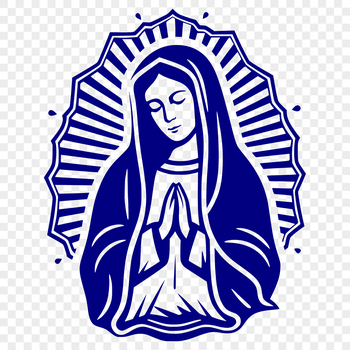 Image of the Virgin Mary in an ornate religious design.