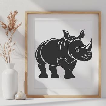 An SVG image of a safari animal, featuring a realistic rhino design for use in various creative applications.