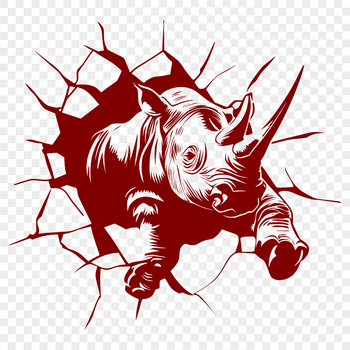 A digital illustration of a rhino in a natural habitat, suitable for vector design and cutting machine use.