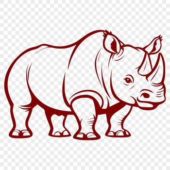 A vector graphic illustration of a rhino, a large mammal native to Africa.