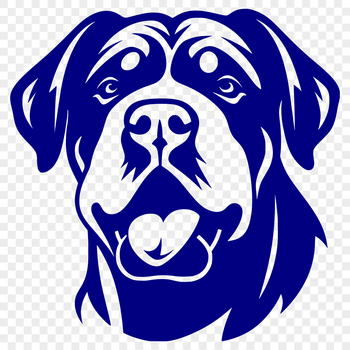 A vector illustration of a Rottweiler's head, designed as a customizable template for various applications.