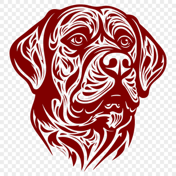 A detailed illustration of a Rottweiler's head, suitable for vector art and cutting machine designs.
