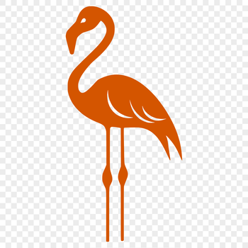 A full-body illustration of a flamingo bird in a simple style.