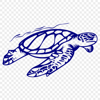 A full-body illustration of a sea turtle in profile, suitable for use as clip art or vector design.
