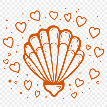 A colorful seashell design featuring love hearts, perfect for a seaside-themed project.