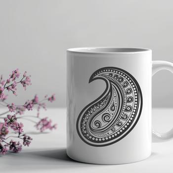 Ornate paisley shape design made from vector art for commercial or personal projects.