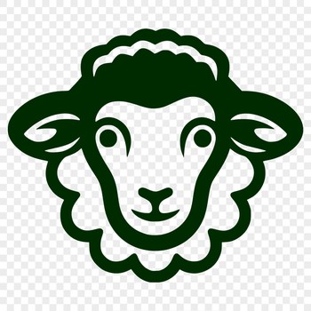 Simple line drawing of a sheep's head, suitable for farm-themed designs.