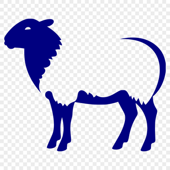 A simple line drawing of a full-body sheep, suitable for use as clip art or in vector design.