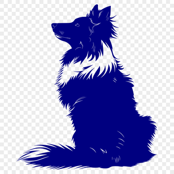 A full-body illustration of a sitting Shetland sheepdog breed.