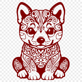 Illustrated Shiba Inu sitting on its haunches, full-body portrait.