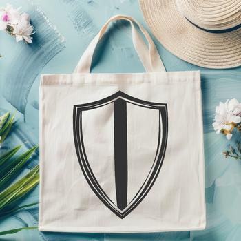 A geometrically designed shield with bold lines and shapes, suitable for vector art projects.