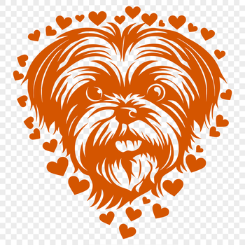A vector illustration of a Shih Tzu dog with love hearts on its head, suitable for personal or commercial use.