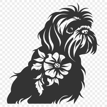 A digital illustration of a Shih Tzu's head in vector format, suitable for clipping and cutting.