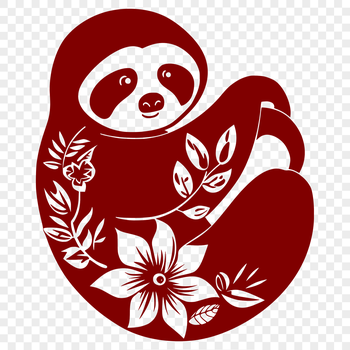 A sloth with flowers in its fur, depicted as a vector illustration.