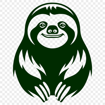 A slow-moving animal with a furry coat and curved claws, suitable for vector design and cutting machine stencils.