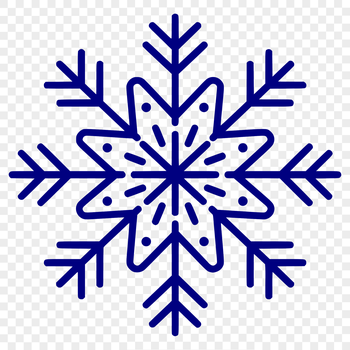 A delicate white snowflake with intricate details, perfect for winter designs and Christmas crafts.