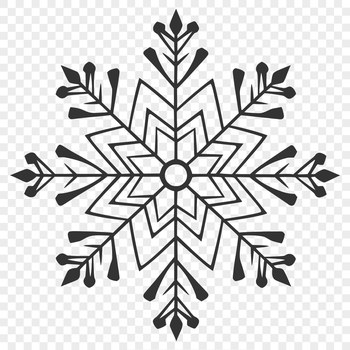 A delicate 2D illustration of a snowflake with intricate patterns, suitable for vector graphics.
