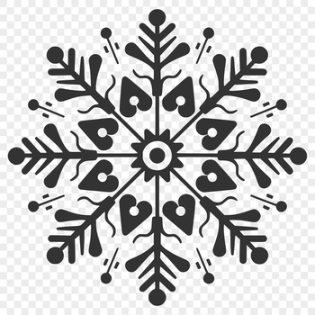 A delicate, ornate snowflake design made up of intricate patterns and shapes, perfect for winter themes.