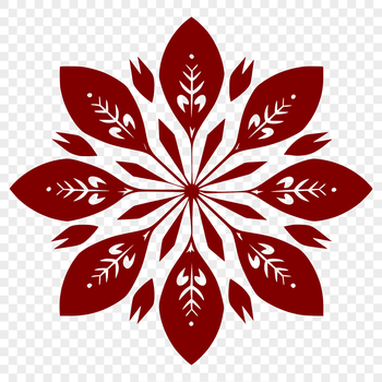 A delicate white snowflake design made up of intricate patterns and lines.